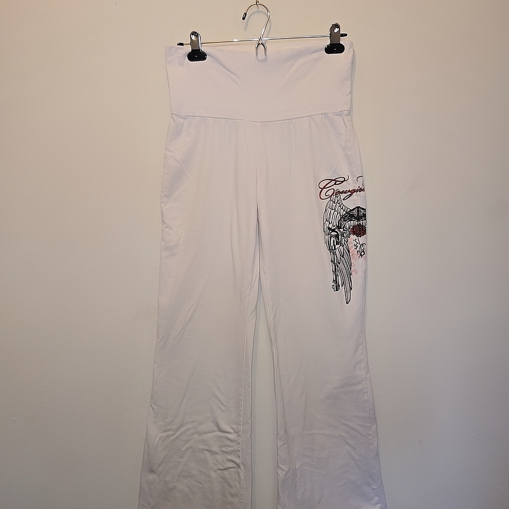 White Women's Pants with Graphic Design